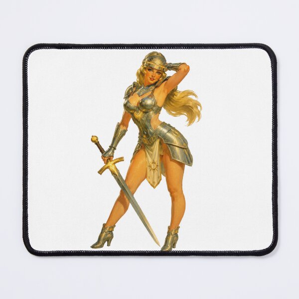 Item preview, Solar Warrior Pin Up | Vintage Fantasy Knight Girl designed and sold by Cosplayvintage.
