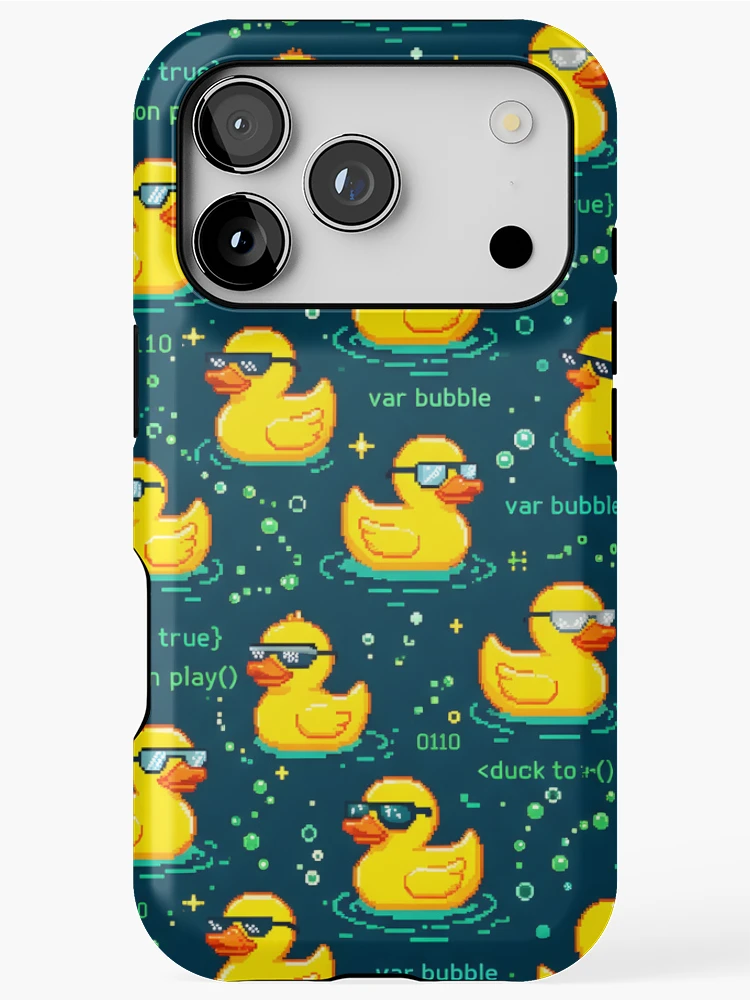 Thumbnail 1 of 4, iPhone Case, Debugging Rubber Duck Shower Curtain Pattern designed and sold by ThirdShiftLab.