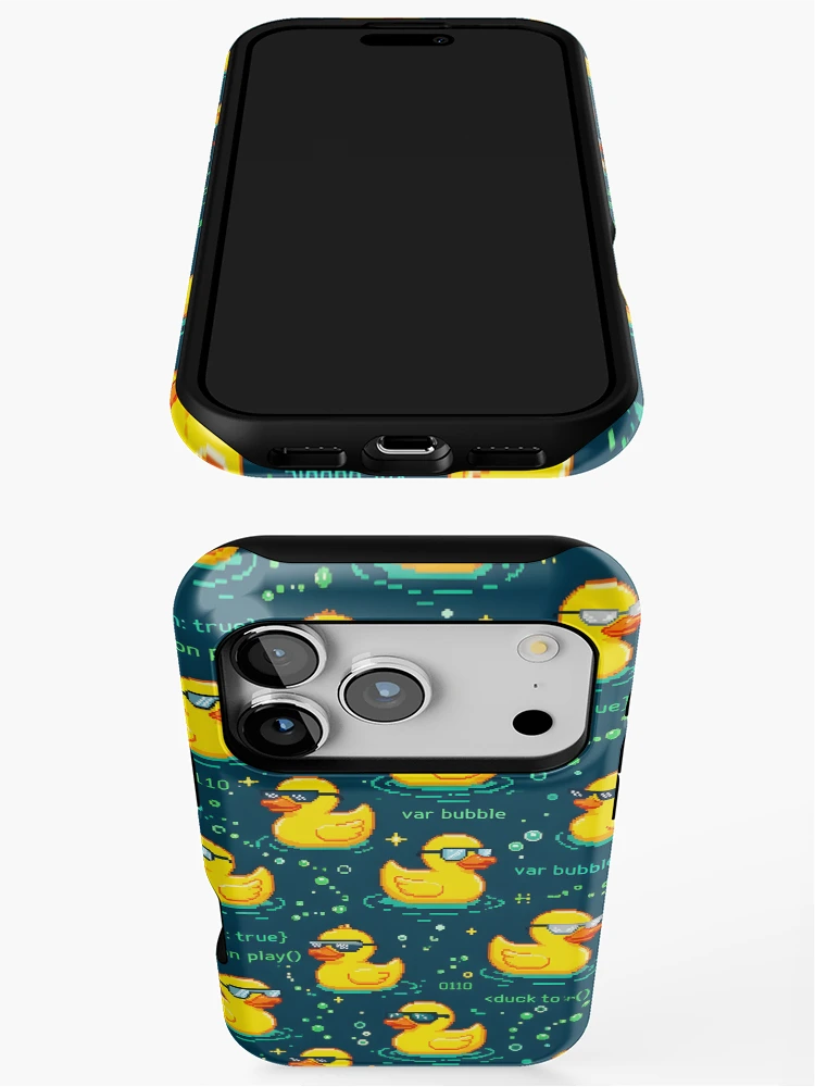 Thumbnail 3 of 4, iPhone Case, Debugging Rubber Duck Shower Curtain Pattern designed and sold by ThirdShiftLab.