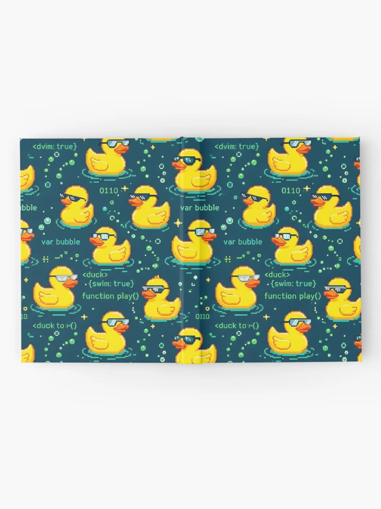 Thumbnail 2 of 3, Journal, Debugging Rubber Duck Shower Curtain Pattern designed and sold by ThirdShiftLab.