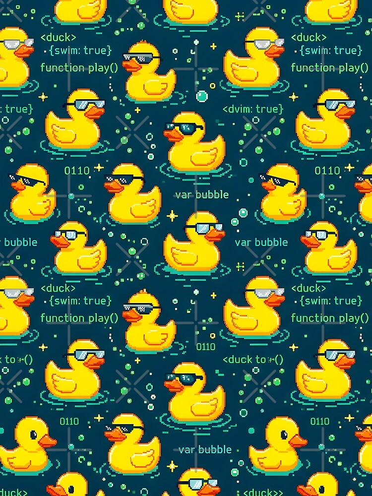 Thumbnail 3 of 3, Scarf, Debugging Rubber Duck Shower Curtain Pattern designed and sold by thirdshiftlab.