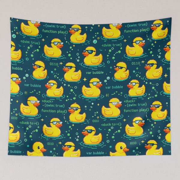 Item preview, Debugging Rubber Duck Shower Curtain Pattern designed and sold by ThirdShiftLab.