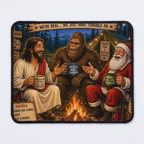 Item preview, Support Group Retreat For Bigfoot Santa Claus and Jesus designed and sold by DK Rocket.