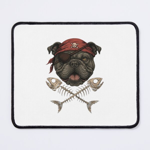 Item preview, Pirate Bulldog with Eyepatch and Crossed Fish Bones Art designed and sold by DailySparks.