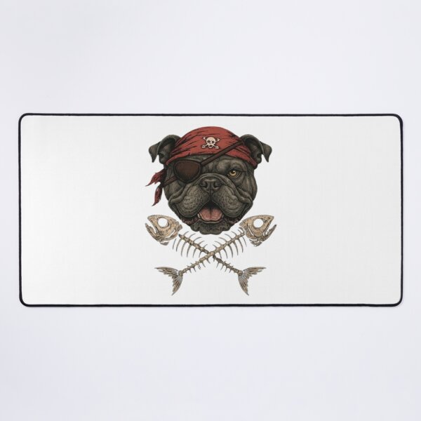 Item preview, Pirate Bulldog with Eyepatch and Crossed Fish Bones Art designed and sold by DailySparks.