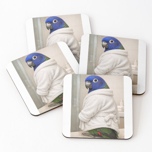 Item preview, Cozy Bathrobe Blue-Headed Pionus Parrot designed and sold by Sillytoe.
