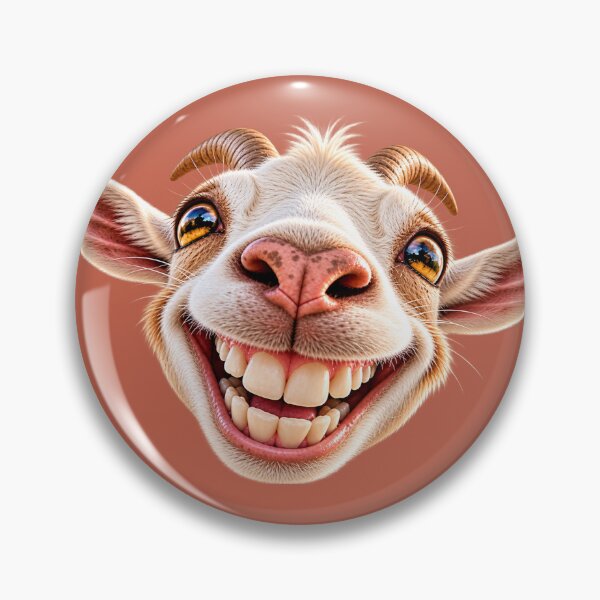Item preview, Goofy Grinning Goat – Funny Big Smile Goat Meme Sticker designed and sold by StickyDelights.