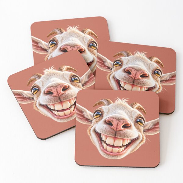 Item preview, Goofy Grinning Goat – Funny Big Smile Goat Meme Sticker designed and sold by StickyDelights.
