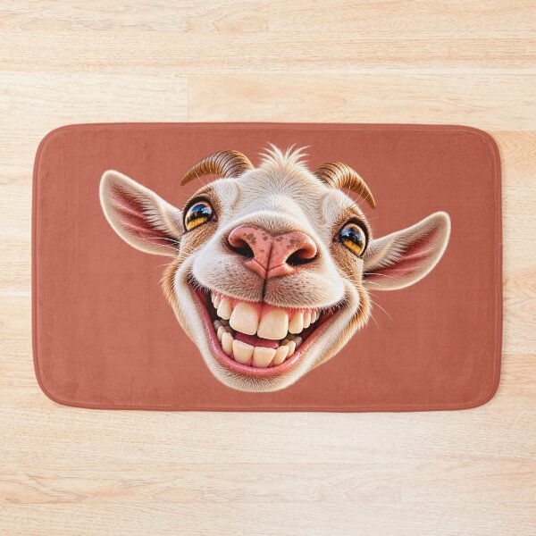 Item preview, Goofy Grinning Goat – Funny Big Smile Goat Meme Sticker designed and sold by StickyDelights.