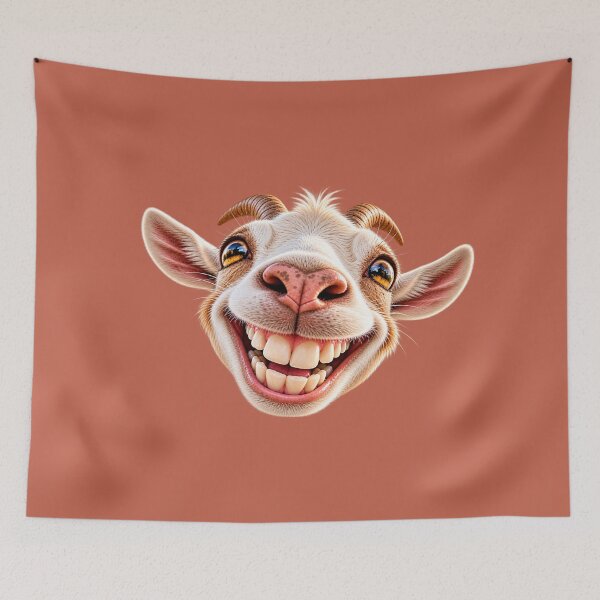 Item preview, Goofy Grinning Goat – Funny Big Smile Goat Meme Sticker designed and sold by StickyDelights.
