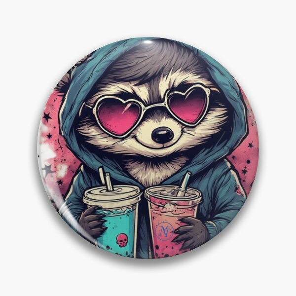 Item preview, Cool Raccoon Drinking Boba Tea with Heart Sunglasses designed by NegarTvDesigns designed and sold by NegarTv Designs.