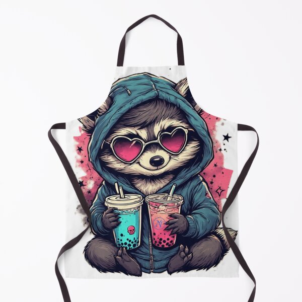 Item preview, Cool Raccoon Drinking Boba Tea with Heart Sunglasses  designed by NegarTvDesigns  designed and sold by NegarTv Designs.