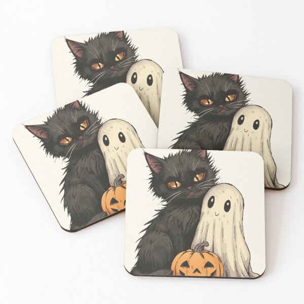 Item preview, Friendly Ghost Retro Black Cat designed and sold by luxedigitalnest.
