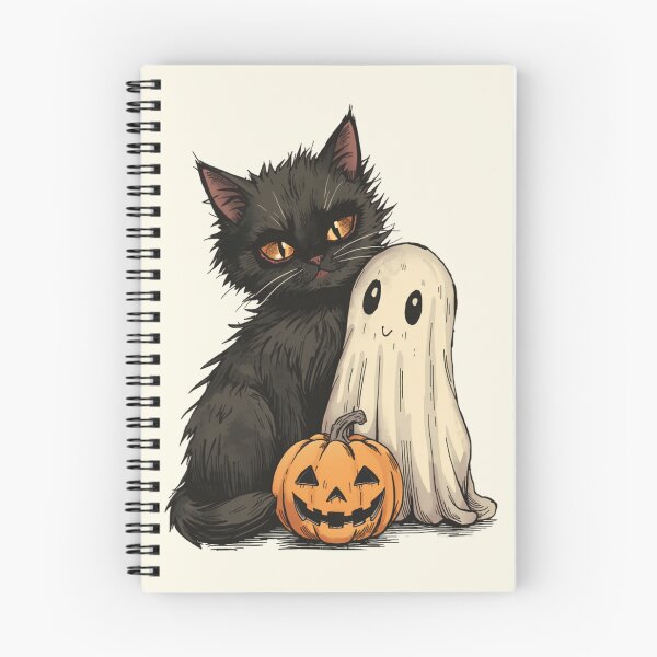 Item preview, Friendly Ghost Retro Black Cat designed and sold by luxedigitalnest.