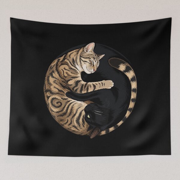 Item preview, Yin Yang Cats Balance Tabby Black Cat designed and sold by Vectraxos.