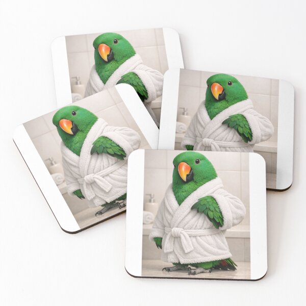 Item preview, Relaxing Bathrobe Eclectus Parrot designed and sold by Sillytoe.