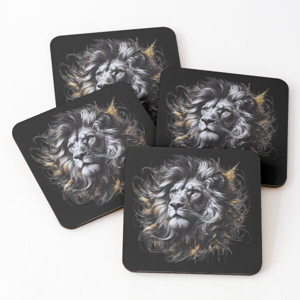 Item preview, Fierce Lion King - Black Gold Ink Splash Portrait designed and sold by gkhanco.