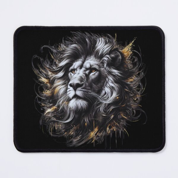 Item preview, Fierce Lion King - Black Gold Ink Splash Portrait designed and sold by gkhanco.