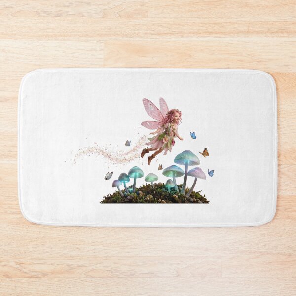Item preview, Pink Fairy Over Glowing Mushrooms designed and sold by butterflies-new.