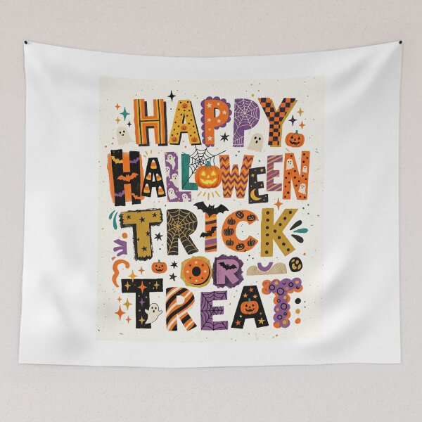 Item preview, Happy Halloween Trick or Treat – Spooky Collage Typography designed and sold by Tafa_Design.