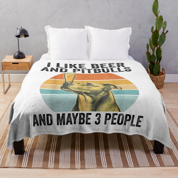 Item preview, I Like Beer And Pitbulls And Maybe 3 People Retro Sunset designed and sold by MakmurMpxgo.
