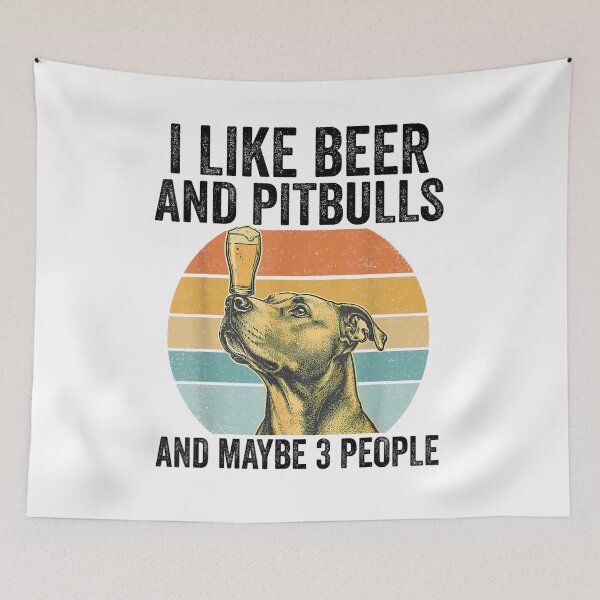 Item preview, I Like Beer And Pitbulls And Maybe 3 People Retro Sunset designed and sold by MakmurMpxgo.