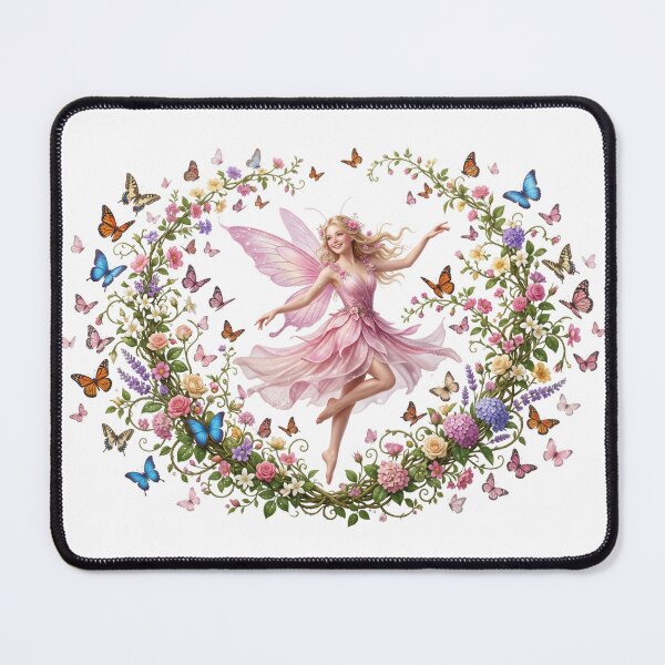 Item preview, Fairy Dancing in Floral Butterfly Wreath designed and sold by butterflies-new.