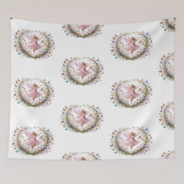 Item preview, Fairy Dancing in Floral Butterfly Wreath designed and sold by butterflies-new.