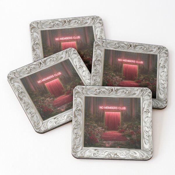 Item preview, No Members Club Red Curtain Art Painting Chrome Frame designed and sold by RichardRags.