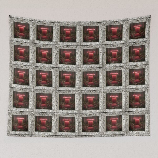 Item preview, No Members Club Red Curtain Art Painting Chrome Frame designed and sold by RichardRags.