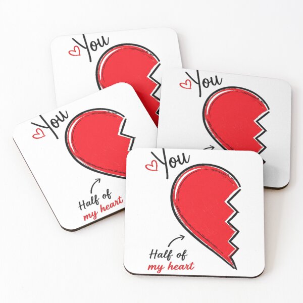 Item preview, You – Half of My Heart | Matching Couple Broken Heart Design designed and sold by bloomandbeads.eu.