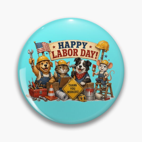 Item preview, Happy Labor Day Cute Animals Construction Workers Thank You Art designed and sold by Evelashop.