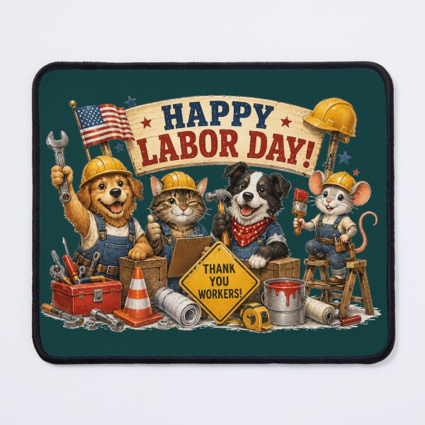 Item preview, Happy Labor Day Cute Animals Construction Workers Thank You Art designed and sold by Evelashop.