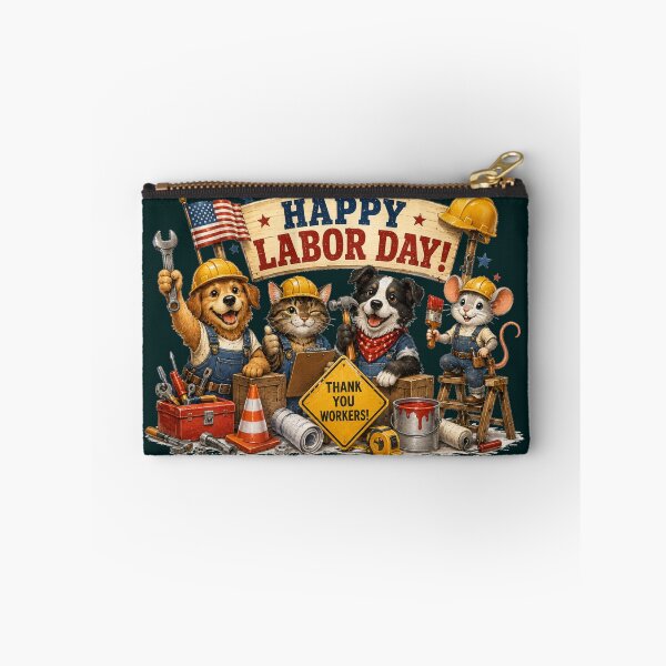 Item preview, Happy Labor Day Cute Animals Construction Workers Thank You Art designed and sold by Evelashop.