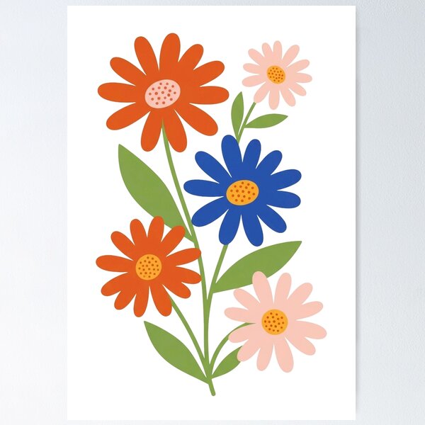 Item preview, Retro Floral Bouquet Mid Century Daisies Art designed and sold by Dzblack.