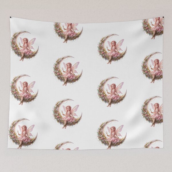 Item preview, Pink Fairy on Floral Crescent Moon designed and sold by butterflies-new.