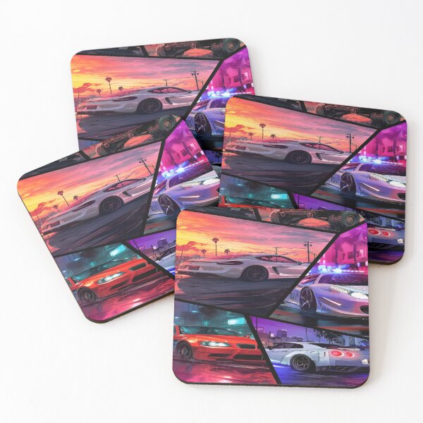 Item preview, A Dynamic Urban Street Racing Scene Featuring Iconic Sports Cars and Bold Color Palette with Neon Highlights designed and sold by Matt_Smith.