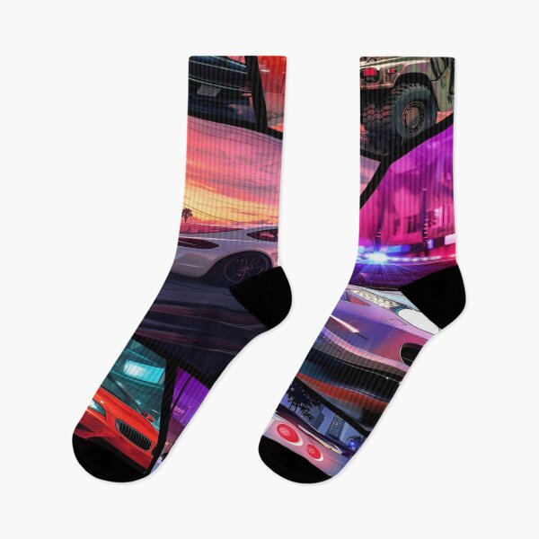 Item preview, A Dynamic Urban Street Racing Scene Featuring Iconic Sports Cars and Bold Color Palette with Neon Highlights designed and sold by Matt_Smith.
