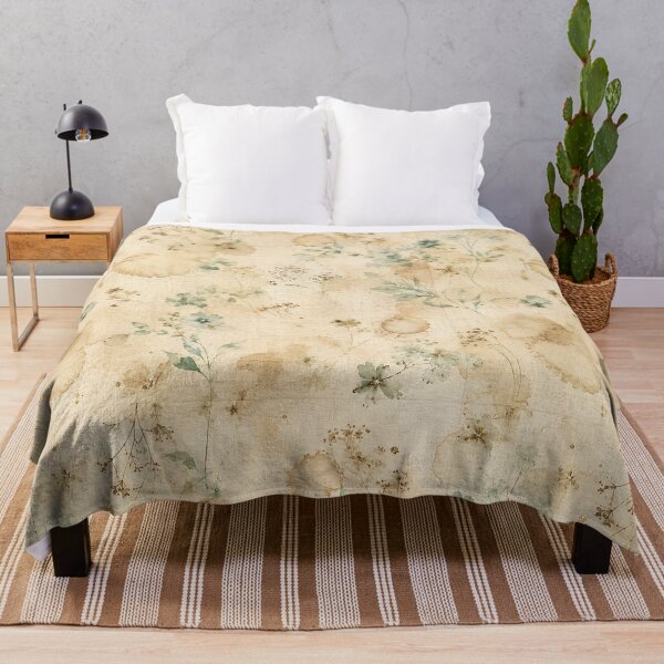 Item preview, Tea Stained Antique Linen Wildflower Botanical Pattern designed and sold by RescueHeart10.