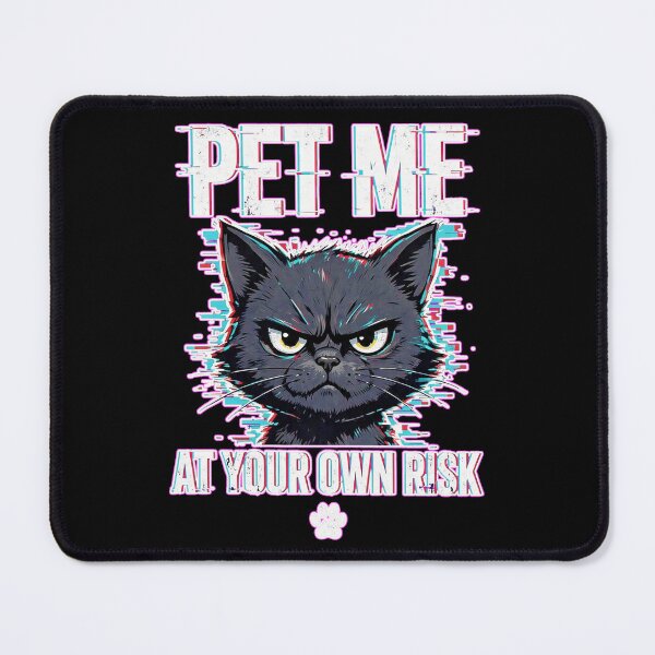 Item preview, Pet Me At Your Own Risk Grumpy Black Cat | Neon Glitch Cat Hoodie, T-Shirt & Sticker designed and sold by Kittcatking.
