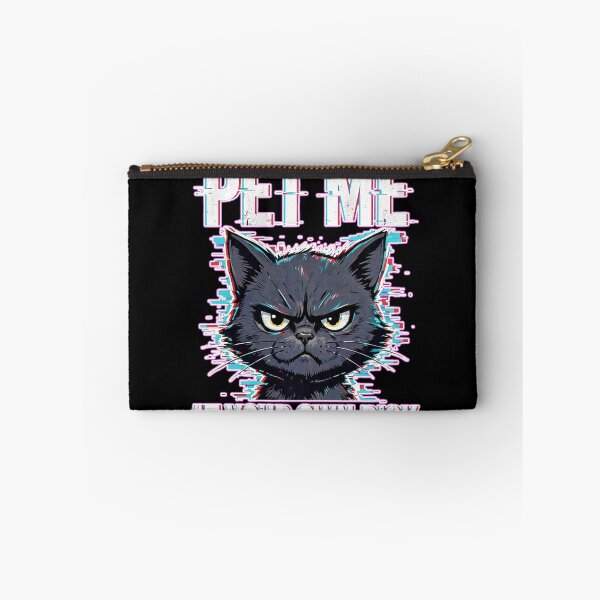 Item preview, Pet Me At Your Own Risk Grumpy Black Cat | Neon Glitch Cat Hoodie, T-Shirt & Sticker designed and sold by Kittcatking.