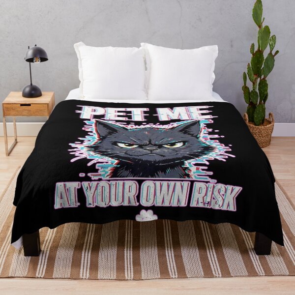 Item preview, Pet Me At Your Own Risk Grumpy Black Cat | Neon Glitch Cat Hoodie, T-Shirt & Sticker designed and sold by Kittcatking.