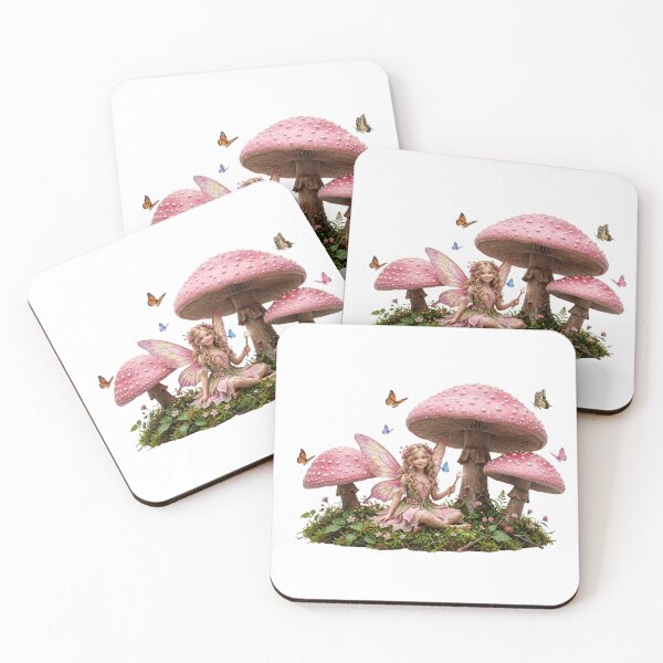 Item preview, Pink Fairy Among Enchanted Mushrooms designed and sold by butterflies-new.