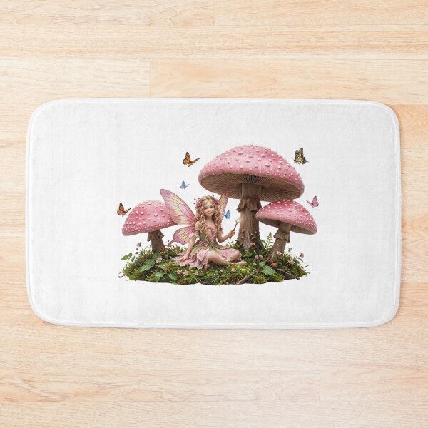 Item preview, Pink Fairy Among Enchanted Mushrooms designed and sold by butterflies-new.