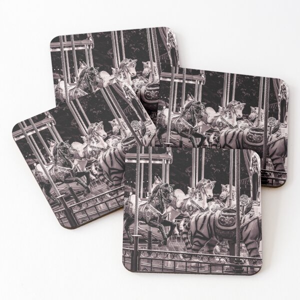 Item preview, Vintage Black and White Carousel Horses and Tiger designed and sold by Rabee Khalil Photography.