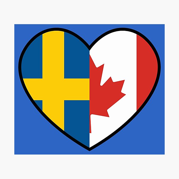 Item preview, Flag Heart - Sweden Canada designed and sold by SpaceJunkLtd.