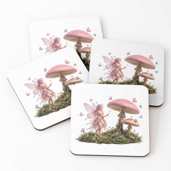 Item preview, Pink Fairy with Enchanted Mushrooms designed and sold by butterflies-new.