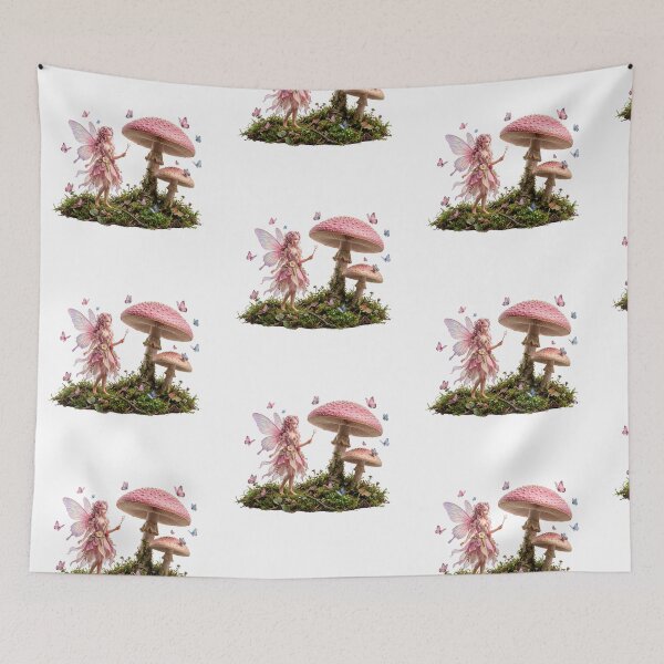 Item preview, Pink Fairy with Enchanted Mushrooms designed and sold by butterflies-new.