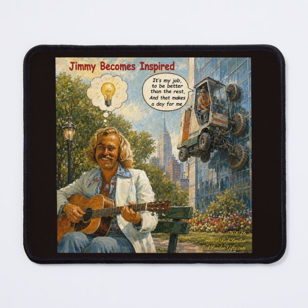 Item preview, Jimmy Becomes Inspired – Whimsical Watercolor Guitarist Scene designed and sold by Rick London Gifts.