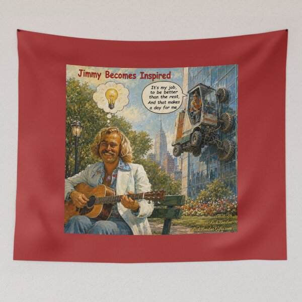 Item preview, Jimmy Becomes Inspired – Whimsical Watercolor Guitarist Scene designed and sold by Rick London Gifts.